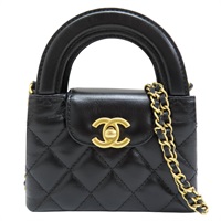 黑色 菱格紋 牛皮 Kelly Nano 鍊帶 肩背包 AP3435【CHANEL 香奈兒】 AP3435