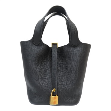 黑色 Taurillon牛皮 Picotin Lock 18 手提包 B刻 金扣【HERMES 愛馬仕】