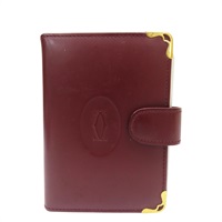 酒紅色 牛皮 扣式 Must de Cartier 名片夾【Cartier 卡地亞】