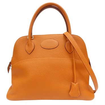 橘色 TC牛皮 Bolide 31 柏莉包 兩用包 □I刻 銀扣 無鎖頭【HERMES 愛馬仕】 No key