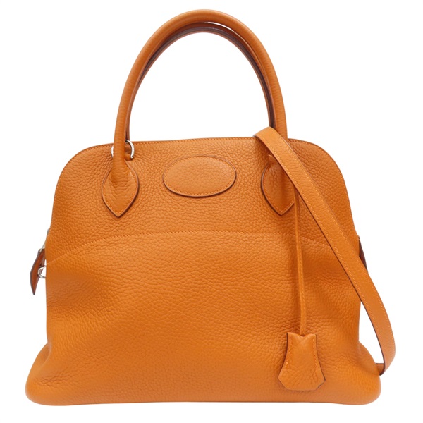 橘色 TC牛皮 Bolide 31 柏莉包 兩用包 □I刻 銀扣 無鎖頭【HERMES 愛馬仕】 No key