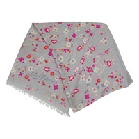 灰色 羊絨 真絲 圍巾 【LOUIS VUITTON LV 路易威登】