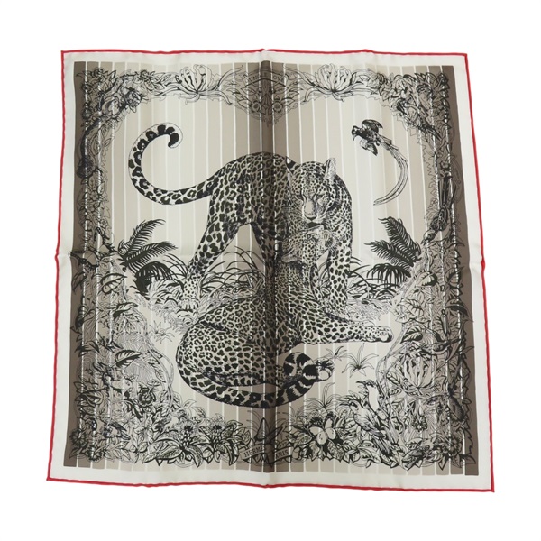 黑/白 絲綢 jungle love rainbow 絲巾 45X45【HERMES 愛馬仕】