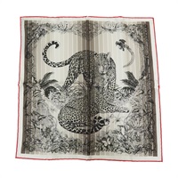 黑/白 絲綢 jungle love rainbow 絲巾 45X45【HERMES 愛馬仕】