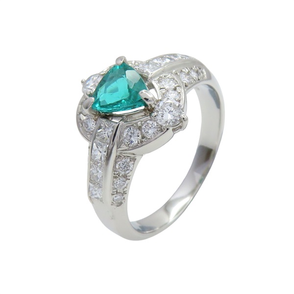PT900鉑金 綠碧璽 GIA鑽石 戒指【JEWELRY 無品牌珠寶】 Paraiba Tourmaline
