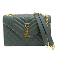 綠色 牛皮 鍊帶 肩背包【SAINT LAURENT 聖羅蘭】 487206