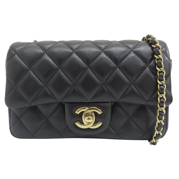 黑色 羊皮 鍊帶 Mini Coco 肩背包 金釦【CHANEL 香奈兒】 AS5219