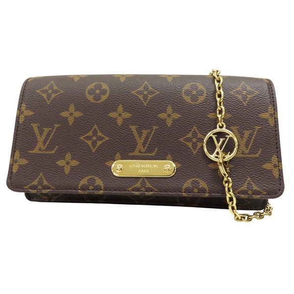 棕色 原花 帆布 Wallet On Chain Lily 鍊帶 肩背包 M82509【LOUIS VUITTON LV 路易威登】 M82509