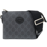 黑色 PVC塗層帆布 肩背包【GUCCI 古馳】 723306