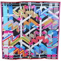 黑色 Sangles en Zigzag 絲綢 絲巾 90*90【HERMES 愛馬仕】