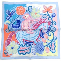 藍色 Le Cheval de Kazumi 絲綢 絲巾 45*45【HERMES 愛馬仕】
