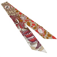 卡其/紅色 La Danse des Amazones Twilly 絲巾【HERMES 愛馬仕】