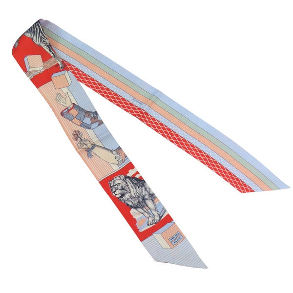 桃紅色 多色 絲綢 絲巾 Grand Theatre Nouveau Twilly【HERMES 愛馬仕】
