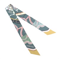 綠色 絲巾 絲綢 Grand Apparat Twilly【HERMES 愛馬仕】