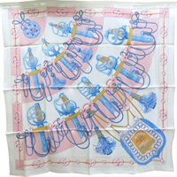 白色 Hermès Cliquetis 絲綢 絲巾 90*90【HERMES 愛馬仕】