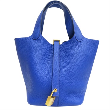 皇家藍 TC牛皮 Picotin Lock 18 手提包 U刻 金釦【HERMES 愛馬仕】 U刻