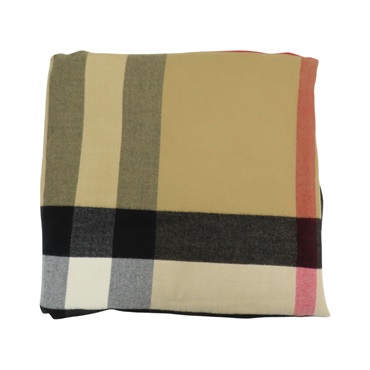 棕色/紅色 格紋 喀什米爾羊毛 披肩 圍巾 40294061【BURBERRY 巴寶莉】 40294061
