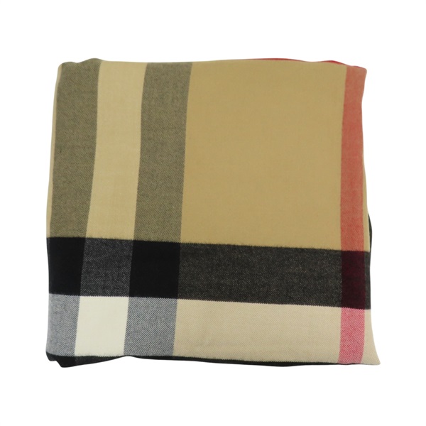 棕色/紅色 格紋 喀什米爾羊毛 披肩 圍巾 40294061【BURBERRY 巴寶莉】 40294061