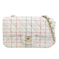 白色 羊皮 多種顏色線條 Coco 20 鍊帶 肩背包 金釦 (無卡)【CHANEL 香奈兒】 A69900