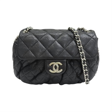 黑色 菱格紋牛皮 鍊帶 雲朵包 肩背包【CHANEL 香奈兒】