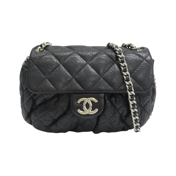 黑色 菱格紋牛皮 鍊帶 雲朵包 肩背包【CHANEL 香奈兒】