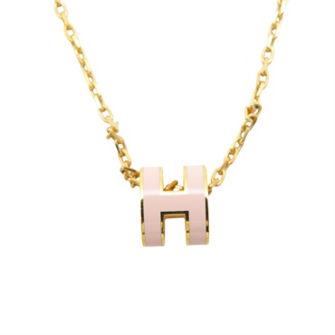 粉色琺瑯 金色鍍金 Mini Pop H 項鍊【HERMES 愛馬仕】 H147992