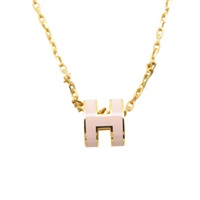 粉色琺瑯 金色鍍金 Mini Pop H 項鍊【HERMES 愛馬仕】 H147992