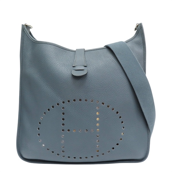 藍色 Taurillon牛皮 Evelyne TGM 肩背包 □Q刻 銀扣【HERMES 愛馬仕】