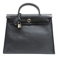 黑色 Toile H Berline帆布 Herbag Zip 31 兩用包 C刻 銀扣【HERMES 愛馬仕】 C刻