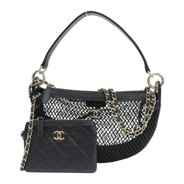 黑色 羊皮 尼龍網格 兩用包 AP4573【CHANEL 香奈兒】 AP4573