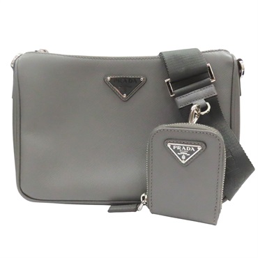 灰色 牛皮 肩背包【PRADA 普拉達】 2VH113