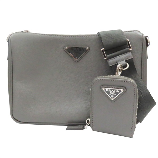 灰色 牛皮 肩背包【PRADA 普拉達】 2VH113