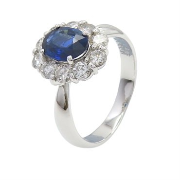 藍寶石 0.61ct鑽石 PT900鉑金 戒指【JEWELRY 無品牌珠寶】