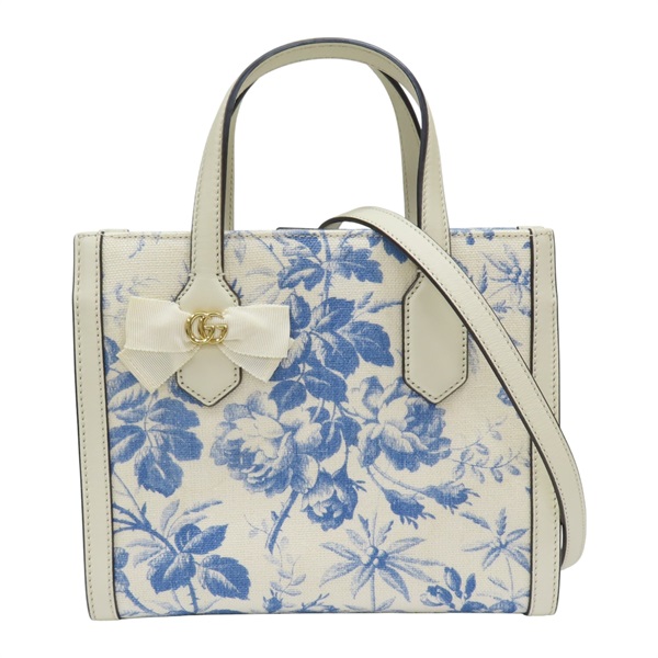 藍/白色 帆布 花卉 兩用包 443089【GUCCI 古馳】 443089