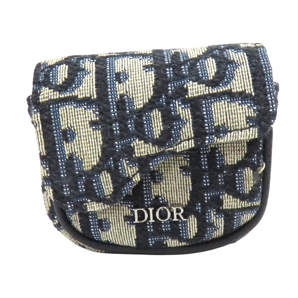藍色 Oblique帆布 扣式 耳機套【Dior 迪奧 】