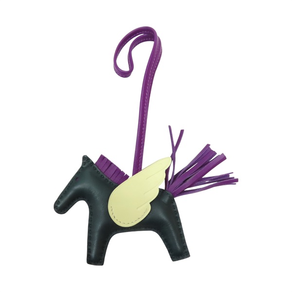 綠/米白/紫色 Agneau milo羊皮 Rodeo PM 飛馬 掛飾 B刻【HERMES 愛馬仕】 B刻