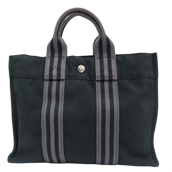 黑色 帆布 手提袋【HERMES 愛馬仕】