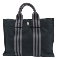 黑色 帆布 手提袋【HERMES 愛馬仕】