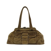 棕色 麂皮 Camoscio Frame Bag 手提包 【PRADA 普拉達】