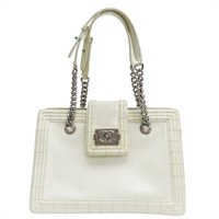 白色 牛皮 BOY 肩背包 銀釦【CHANEL 香奈兒】