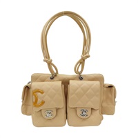 米色 菱格紋牛皮 康朋包 手提包【CHANEL 香奈兒】