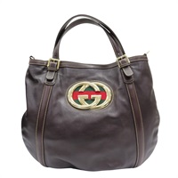 棕色 牛皮 肩背包 (無背帶.拉鏈頭斷)【GUCCI 古馳】 162886