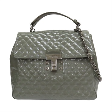 綠色 漆皮 鍊帶 肩背包 (變色)【CHANEL 香奈兒】