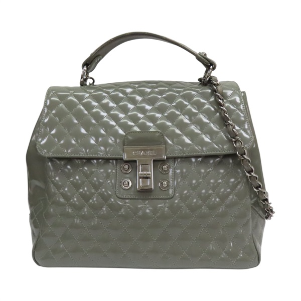 綠色 漆皮 鍊帶 肩背包 (變色)【CHANEL 香奈兒】