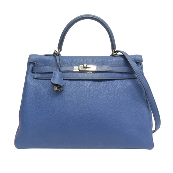 藍色 Epsom牛皮 Kelly 35 凱莉包 兩用包 口J刻 銀扣【HERMES 愛馬仕】 口J