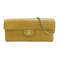 米色 格紋 牛皮 East West Chocolate Bar 鍊帶 肩背包【CHANEL 香奈兒】 A15316