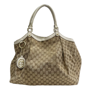 米色 緹花帆布 手提包【GUCCI 古馳】 211943