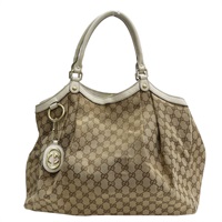 米色 緹花帆布 手提包【GUCCI 古馳】 211943