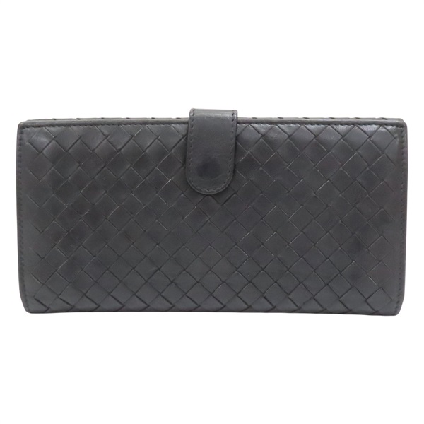 黑色 編織羊皮 扣式長夾 【BOTTEGA VENETA 寶緹嘉】 134075