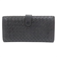 黑色 編織羊皮 扣式長夾 【BOTTEGA VENETA 寶緹嘉】 134075